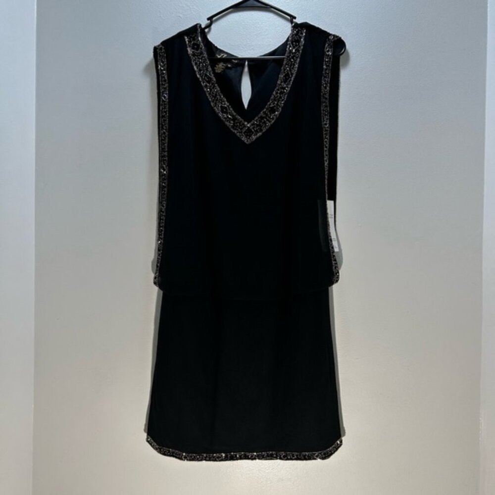 Chic Black Dress with Silver Detailing